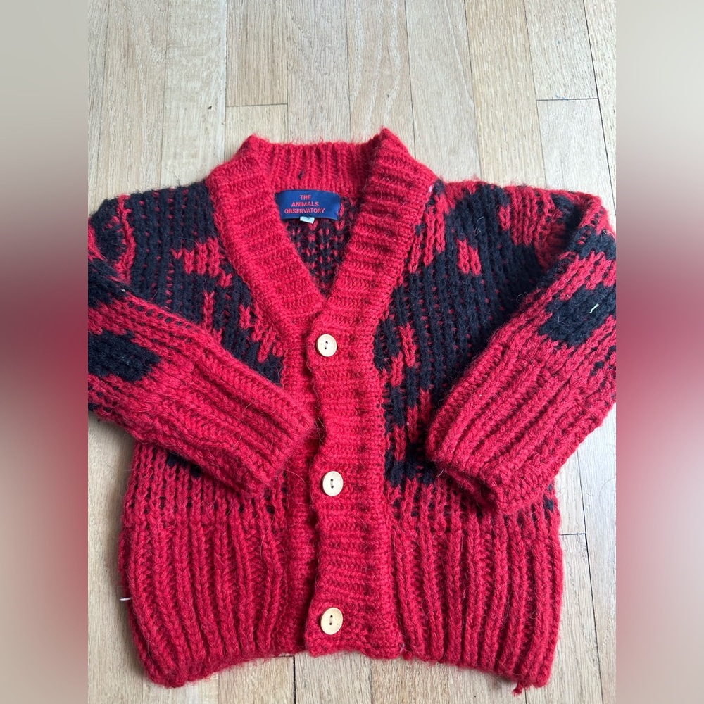 Red and Black Classic Knit Sweater with Ribbed Details